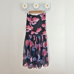 Free People XS Floral Black Skirt